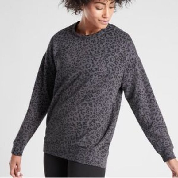 ATHLETA PURE LUXE LEOPARD PRINT SWEATSHIRT - Picture 5 of 9